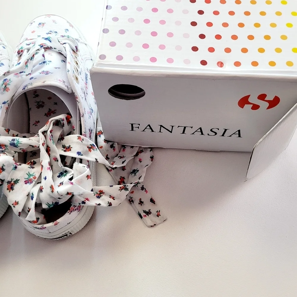 Superga 2402 Floral Ankle Tie Sneakers Size 8.5M